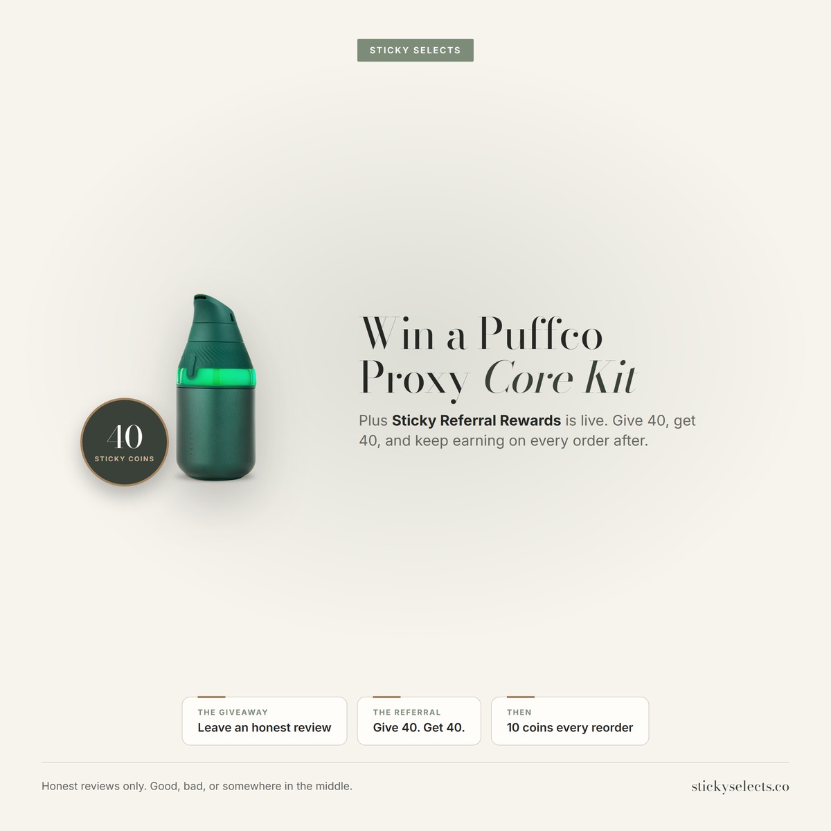 Sticky Selects: Puffco Giveaway and New Referral Rewards